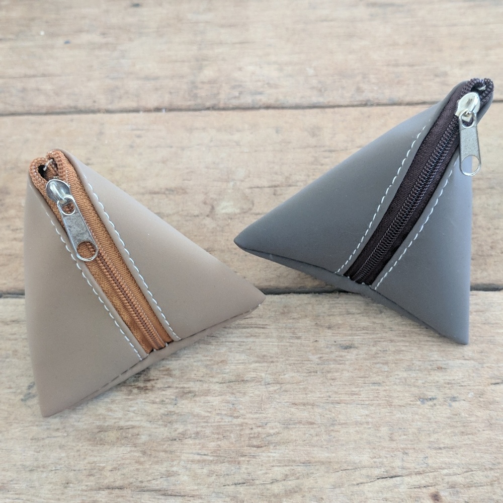 2 jewelry or change pouches | taupe & charcoal